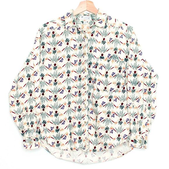Columbia Top Boho Farmhouse Country Grandma Outdoor Retro Casual Button Medium - Picture 1 of 2